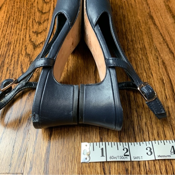 Chic Dark Navy Slingback Leather Heels - Picture 4 of 5